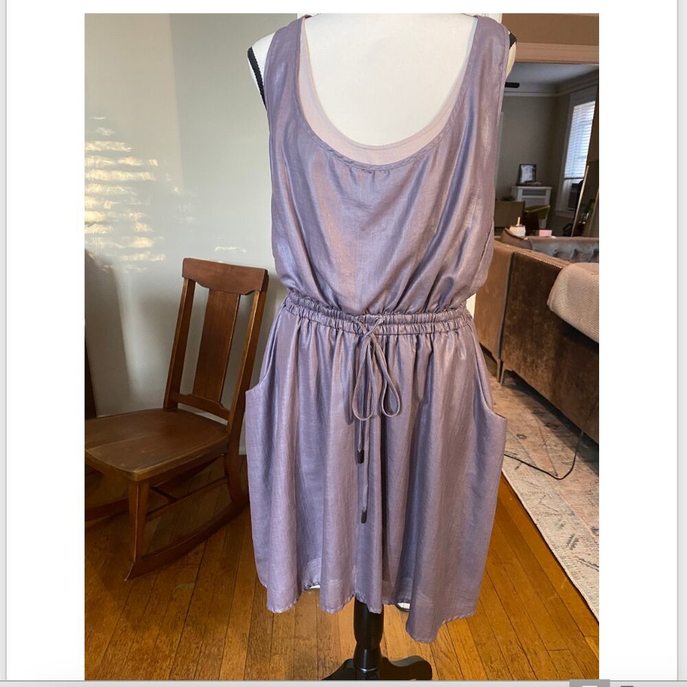 BCBGeneration Purple Gray Layered Popover Dress Drawstring Waist | Size M